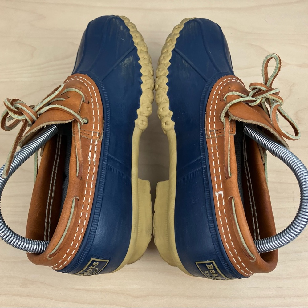 L.L. Bean Women’s Size 6.5 W+ Duck Boot Rubber Moc Brown & Navy Slip On Shoes - Picture 6 of 11
